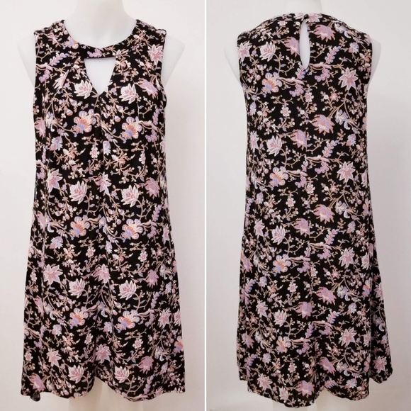 Women's Floral Print Keyhole Dress, XS - Picture 4 of 5